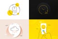 Minimal set of Fire energy, 24 hours and Swipe up line icons. For web development. Vector