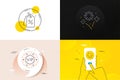 Minimal set of Fireworks, Travel sea and Vip chip line icons. For web development. Vector