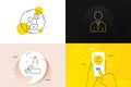 Minimal set of Floor lamp, Ice cream and Human line icons. For web development. Vector