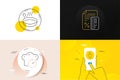 Minimal set of Frying pan, Credit card and Touchscreen gesture line icons. For web development. Vector