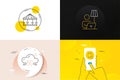 Minimal set of 5g cloud, Heart rating and Carousels line icons. For web development. Vector
