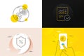 Minimal set of Graph chart, Loan percent and Checked calculation line icons. For web development. Vector