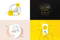 Minimal set of Graph chart, Puzzle and Fake news line icons. For web development. Vector