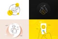 Minimal set of Hot loan, Promotion bell and Food delivery line icons. For web development. Vector Royalty Free Stock Photo