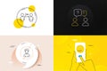 Minimal set of Human resources, Restaurant food and Social distancing line icons. For web development. Vector