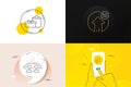 Minimal set of Interview job, 5g upload and Gifts line icons. For web development. Vector