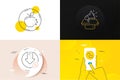 Minimal set of Loan percent, Megaphone and Food delivery line icons. For web development. Vector