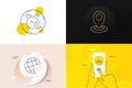 Minimal set of Location, Parking security and World weather line icons. For web development. Vector Royalty Free Stock Photo