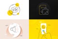 Minimal set of Loud sound, Megaphone and Seo stats line icons. For web development. Vector