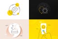 Minimal set of Love letter, Balloon dart and Mattress line icons. For web development. Vector