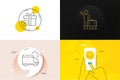 Minimal set of Luggage belt, Sale gift and Santa boots line icons. For web development. Vector