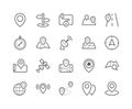 Minimal Set of Map and Location Line Icons Royalty Free Stock Photo