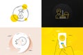 Minimal set of Medical cleaning, Dishwasher timer and Cleaning service line icons. For web development. Vector