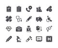 Minimal Set of Medical and Healthcare Glyph Icons Royalty Free Stock Photo