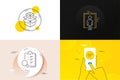 Minimal set of Packing boxes, Hold box and Elevator line icons. For web development. Vector