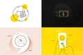 Minimal set of Piggy bank, Money transfer and Loyalty star line icons. For web development. Vector Royalty Free Stock Photo