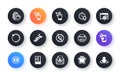 Minimal set of Print image, Communication and Wallet flat icons for web development. For design. Vector
