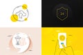 Minimal set of Puzzle, Cloud upload and 24 hours line icons. For web development. Vector