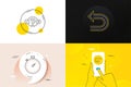 Minimal set of Quiz test, Timer and Upload photo line icons. For web development. Vector Royalty Free Stock Photo
