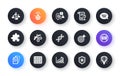 Minimal set of Scissors, Documents and Graph chart flat icons for web development. For design. Vector