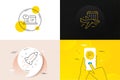 Minimal set of Select flight, Startup rocket and Instruction manual line icons. For web development. Vector