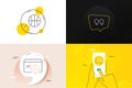 Minimal set of Seo targeting, Quote bubble and Basketball line icons. For web development. Vector