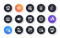 Minimal set of Shoulder strap, Manual and Delivery truck flat icons for web development. For design. Vector