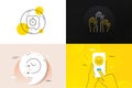 Minimal set of Shoulder strap, Voting hands and Timer line icons. For web development. Vector