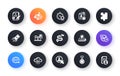 Minimal set of Statistics, Algorithm and Medal flat icons for web development. For design. Vector