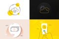 Minimal set of Sunny weather, Search and Banking line icons. For web development. Vector