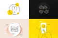 Minimal set of Swipe up, Dumbbells and Engineering line icons. For web development. Vector