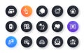 Minimal set of Touchscreen gesture, Approved mail and Leadership flat icons for web development. For design. Vector