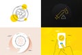 Minimal set of Vaccine attention, Fingerprint and Air fan line icons. For web development. Vector
