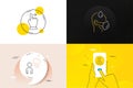 Minimal set of Valet servant, Touchscreen gesture and Group people line icons. For web development. Vector