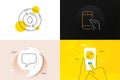 Minimal set of Wallet, Refill water and Message line icons. For web development. Vector