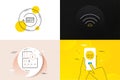 Minimal set of Wifi, Refund commission and Card line icons. For web development. Vector