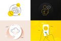 Minimal set of World medicine, Mini pc and Customer survey line icons. For web development. Vector