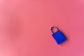 Minimal shopping online concept, Colorful paper shopping bag go down from pink background