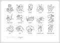 American sign language icons of common words and phrases Royalty Free Stock Photo