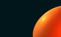Minimal simple digital 3d illustration of part of orange glowing sphere, celestial body or balloon in far deep black space.