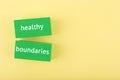 Mental health and healthy boundaries concept on yellow background with copy space Royalty Free Stock Photo