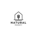 Minimal and simple house icon vector logo with beautiful plant tree flower, organic house, cottage forrest design illustration Royalty Free Stock Photo