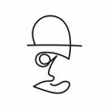 Minimal sketch of a gentleman drawn by a continuous line. Abstract drawing.