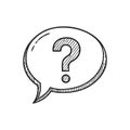 Minimal Sketch of a Question Mark Speech Bubble Icon Royalty Free Stock Photo