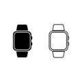 Minimal Smartwatch Line and Solid Icon Set for Wearable Technology Branding and Modern UI Royalty Free Stock Photo