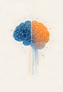 Minimal Split Brain Illustration Representing Logic And Creativity With Flowing Lines Royalty Free Stock Photo