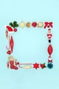 Minimal Square Christmas Wreath with Traditional Decorations Royalty Free Stock Photo