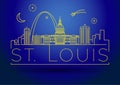 Minimal St. Louis City Linear Skyline with Typographic Design