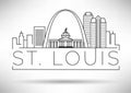 Minimal St. Louis Linear City Skyline With Typographic Design