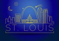 Minimal St. Louis Linear City Skyline with Typographic Design